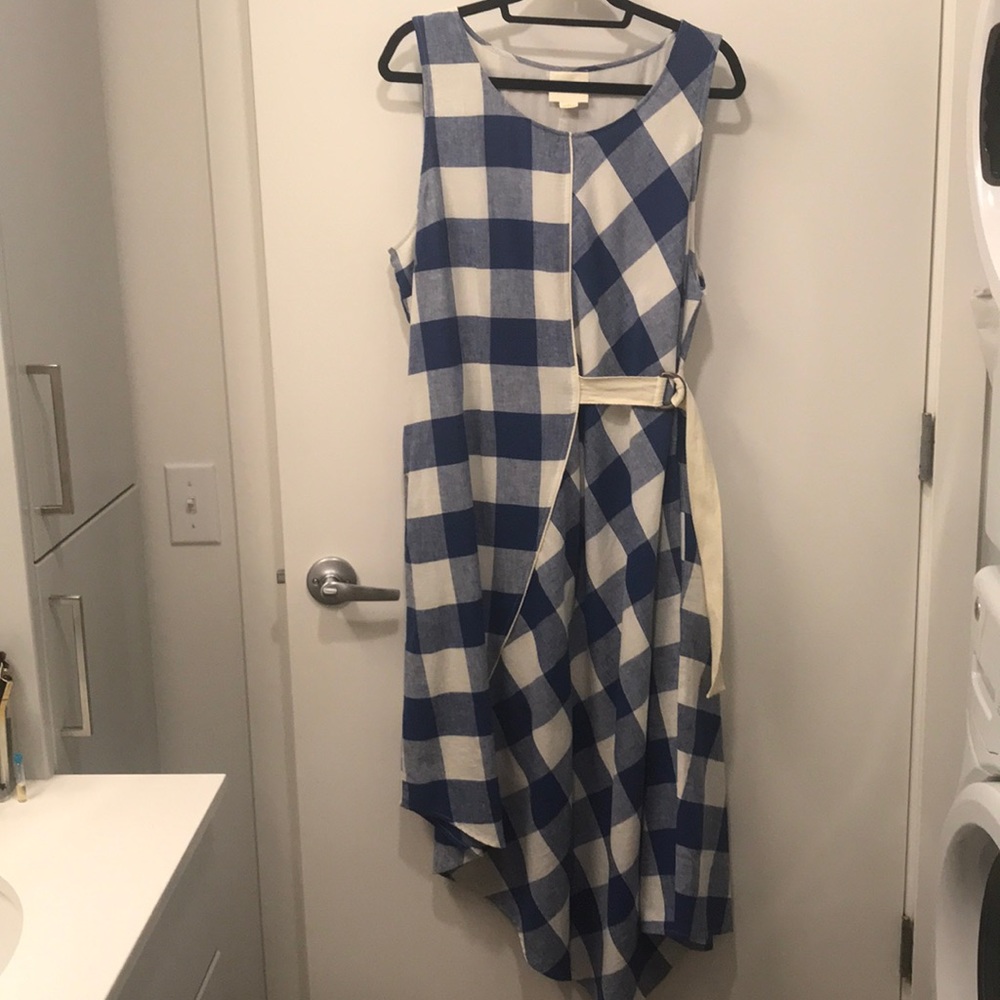 Anthropologie Maeve gingham asymm dress w/pockets